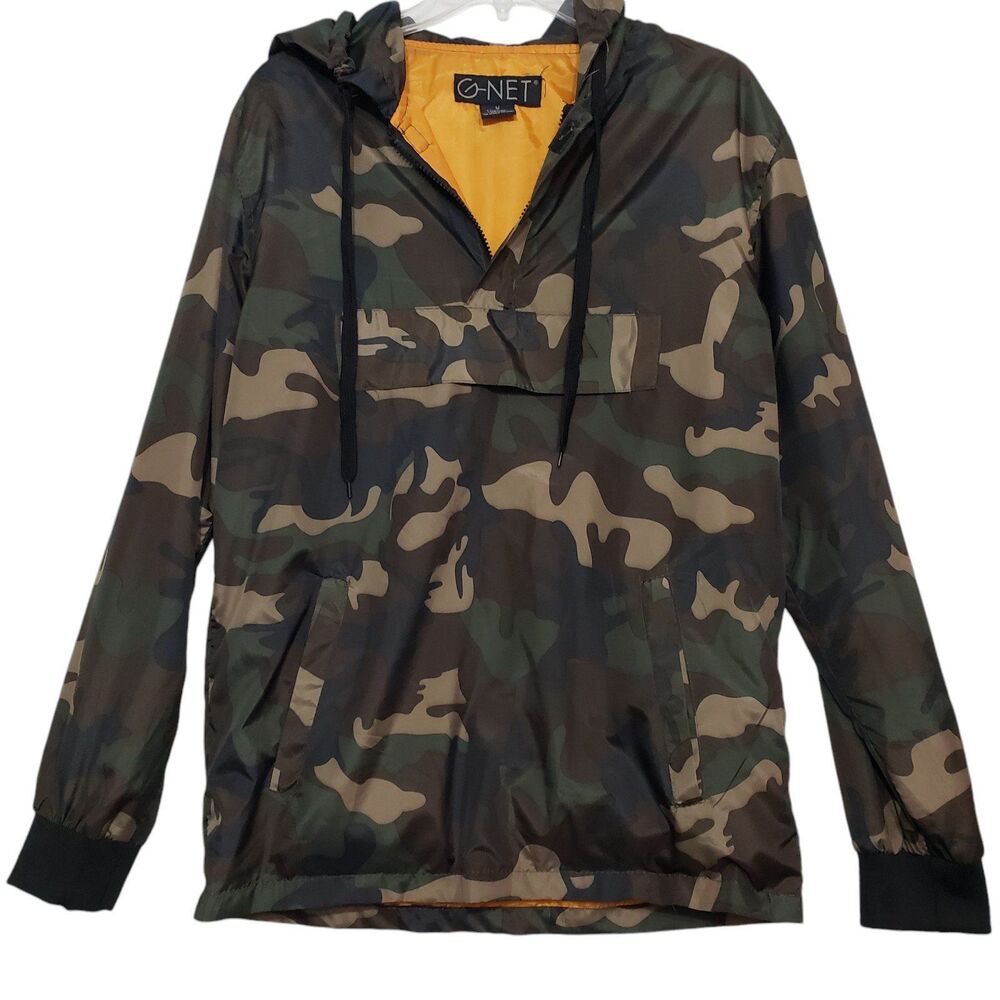G-NET Men's Camo Pullover Hoodie Lightweight Jacket / Raincoat, Size Medium